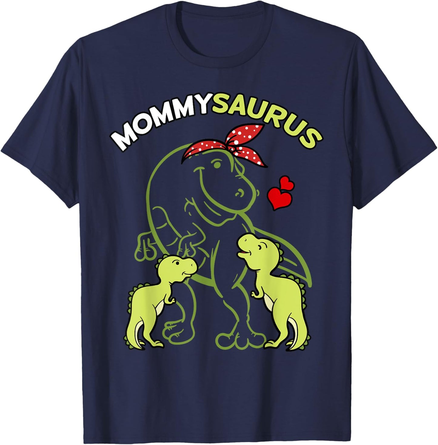 Mommysaurus Mommy 2 Kids Dinosaur Mom Mother's Day T-Shirt - T-Shirt | Navy
