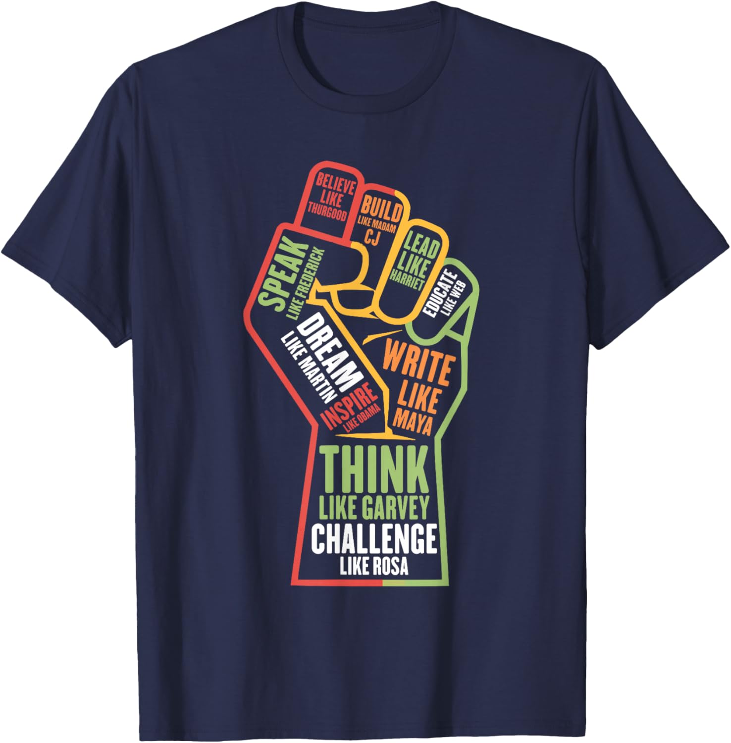 Black History Month Afro African American Melanin T-Shirt - T-Shirt | Navy