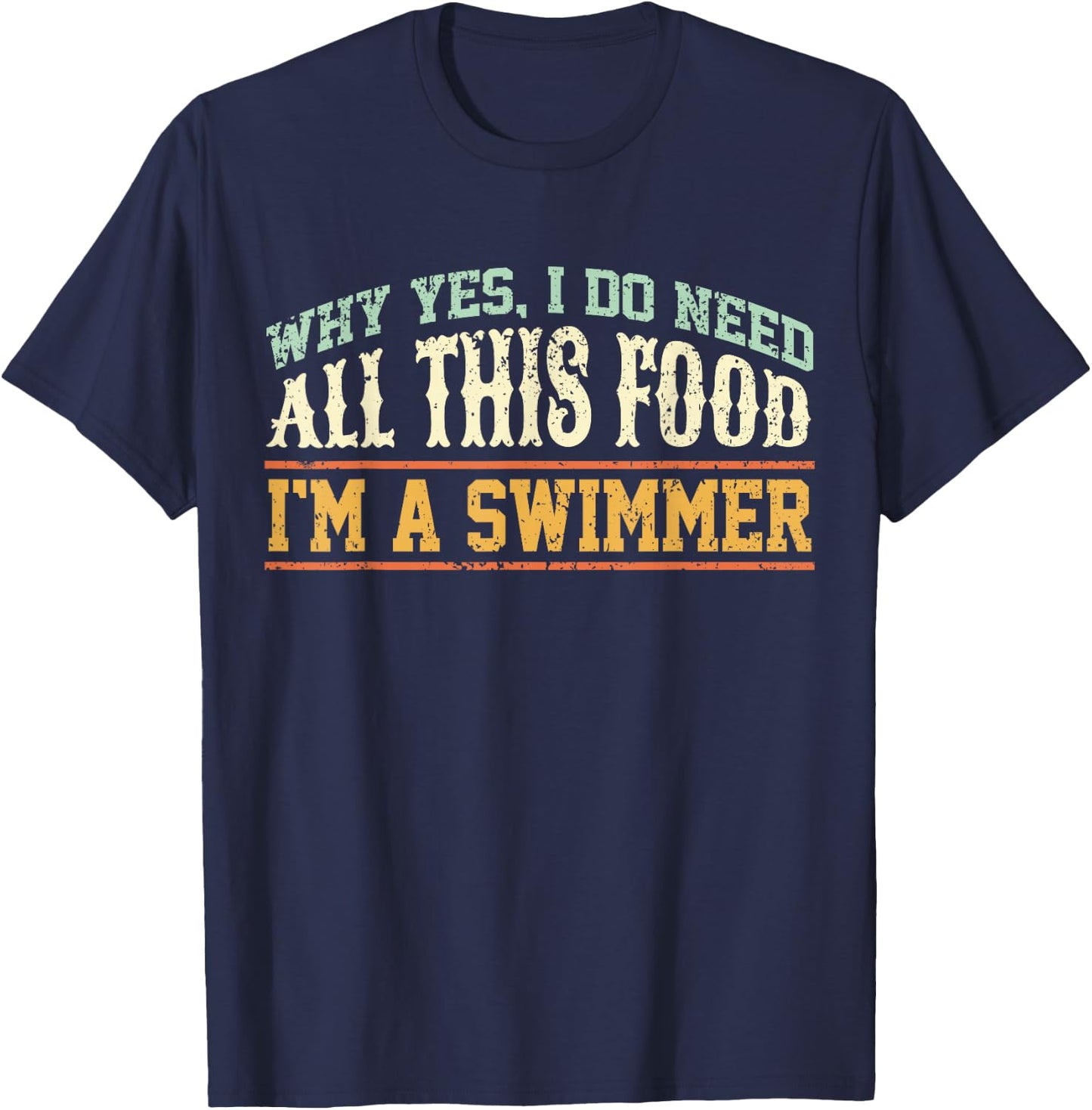 Swimming Funny Swimmer Eating Swim T-Shirt - T-Shirt | Navy