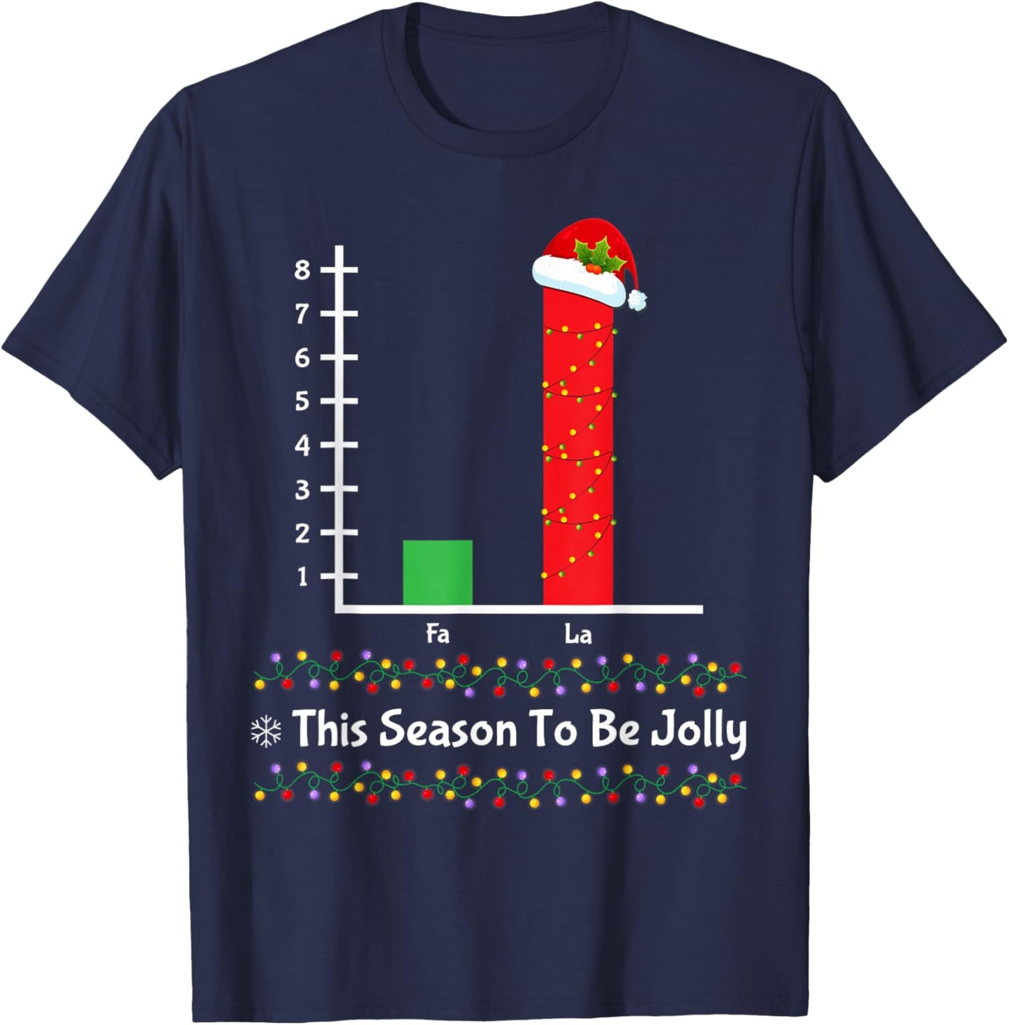 Funny Christmas Fa La La Bar Graph Math Santa Hat Gifts T-Shirt - T-Shirt | Navy