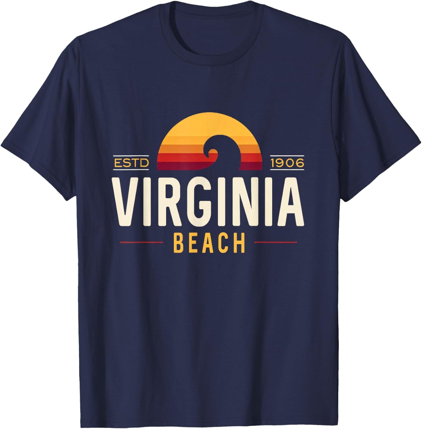 Virginia Beach Virginia | Virginia Beach Retro Wave Logo T-Shirt - T-Shirt | Navy