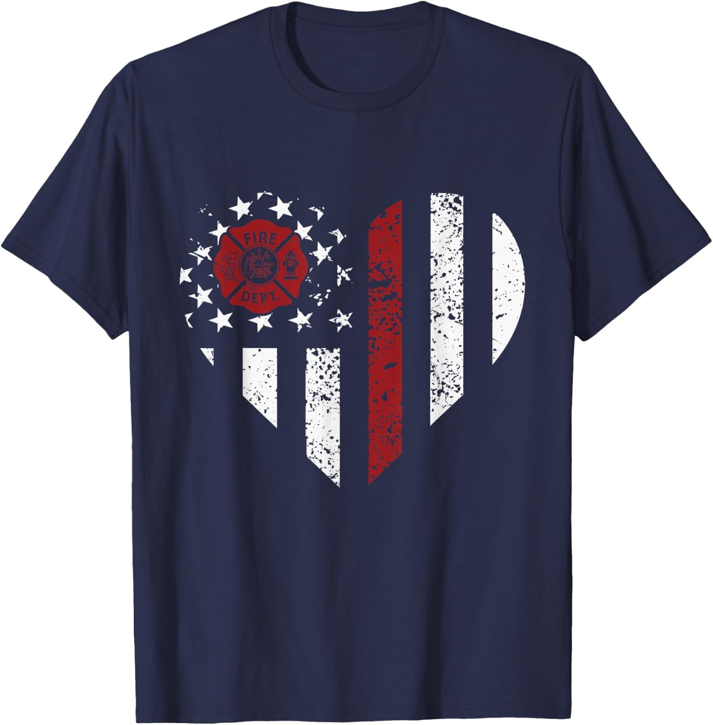 Heart Firefighter Emt Fire Department Vintage Fireman T-Shirt - T-Shirt | Navy
