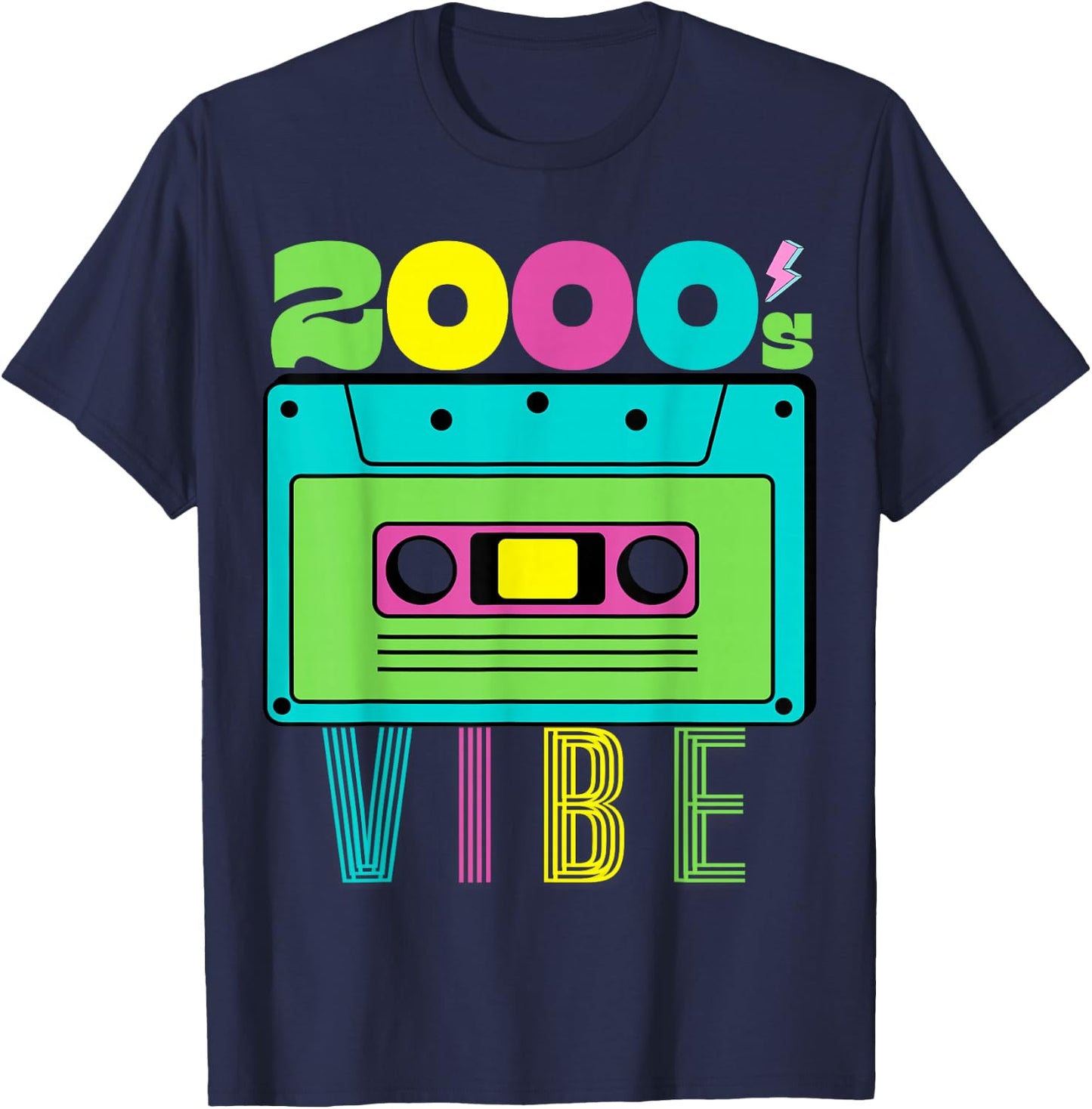 2000's Vibe Theme Party 2000s Costume Early 2000s 90's Tape T-Shirt - T-Shirt | Navy