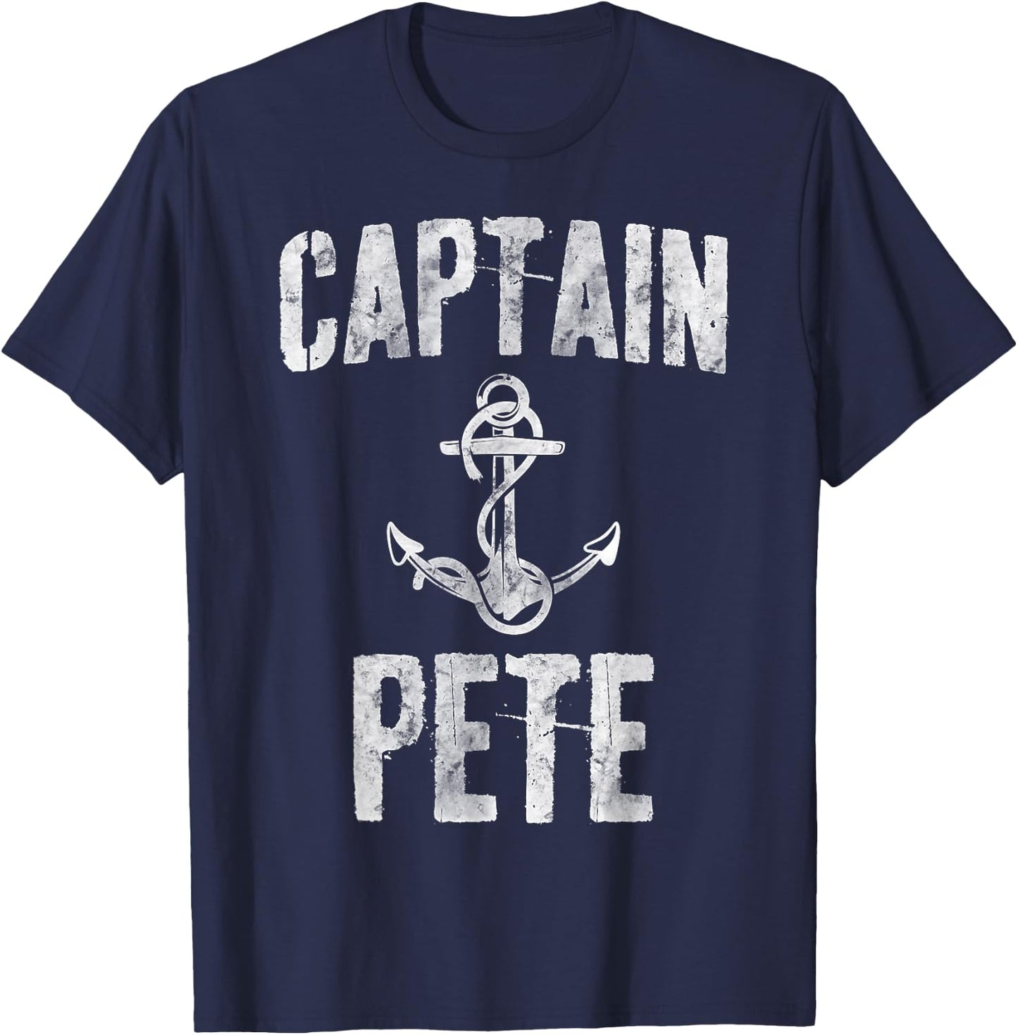 Funny Personalized Boating Shirt First Name Captain Pete T-Shirt - T-Shirt | Navy