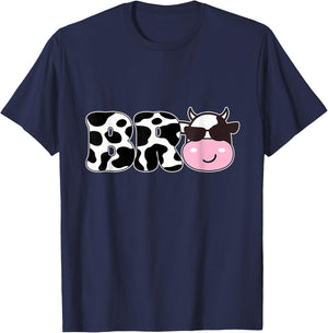 Bro of The Birthday Girl Farm Cow Themed Family Matching T-Shirt - T-Shirt | Navy