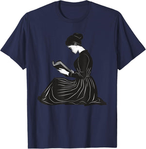 Emily Dickinson Reading A Book T-Shirt - T-Shirt | Navy