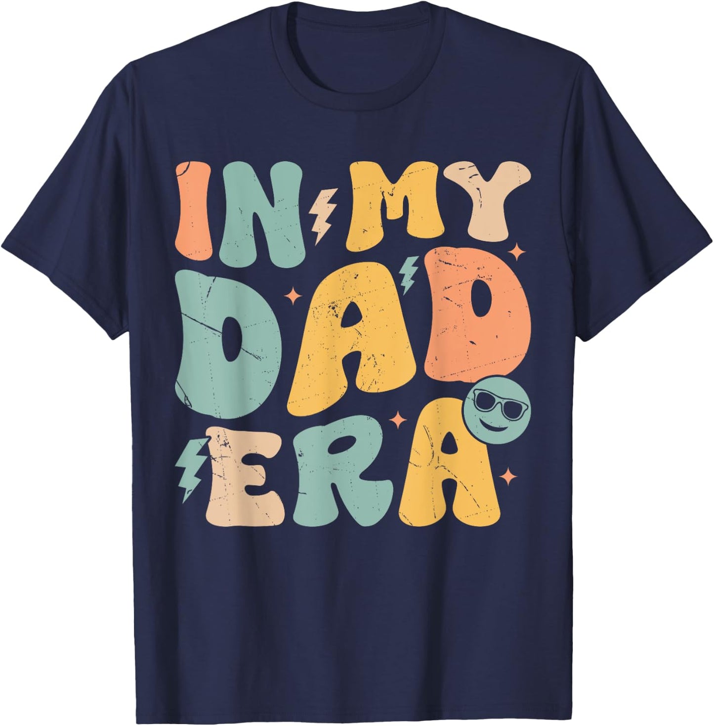 In My Dad Era Groovy Funny Papa Daddy Fathers Day T-Shirt - T-Shirt | Navy
