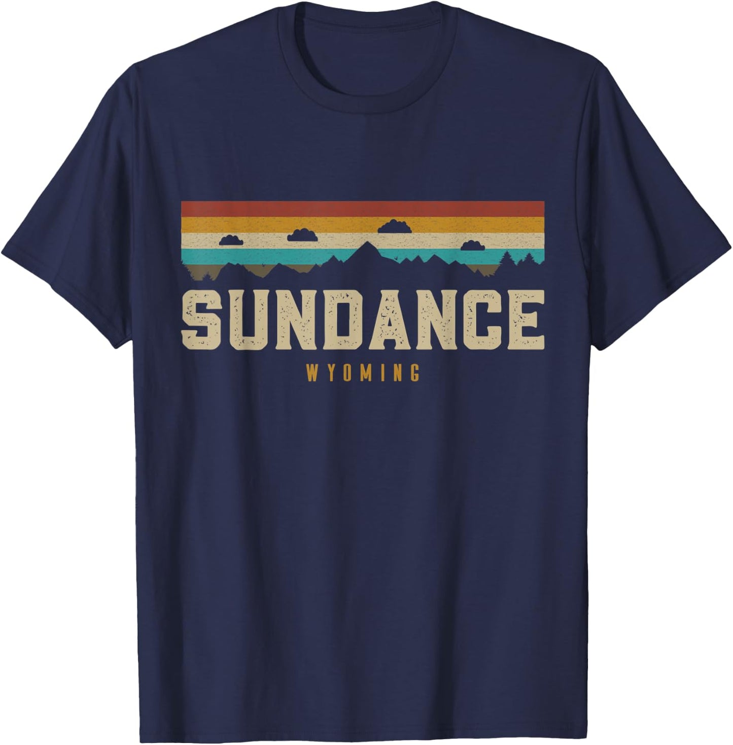 Sundance Wyoming Vintage Mountains Hiking Camping Retro T-Shirt - T-Shirt | Navy