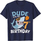 Kids Dude it's my 7th Birthday - 7th Shark Birthday Boy T-Shirt - T-Shirt | Navy