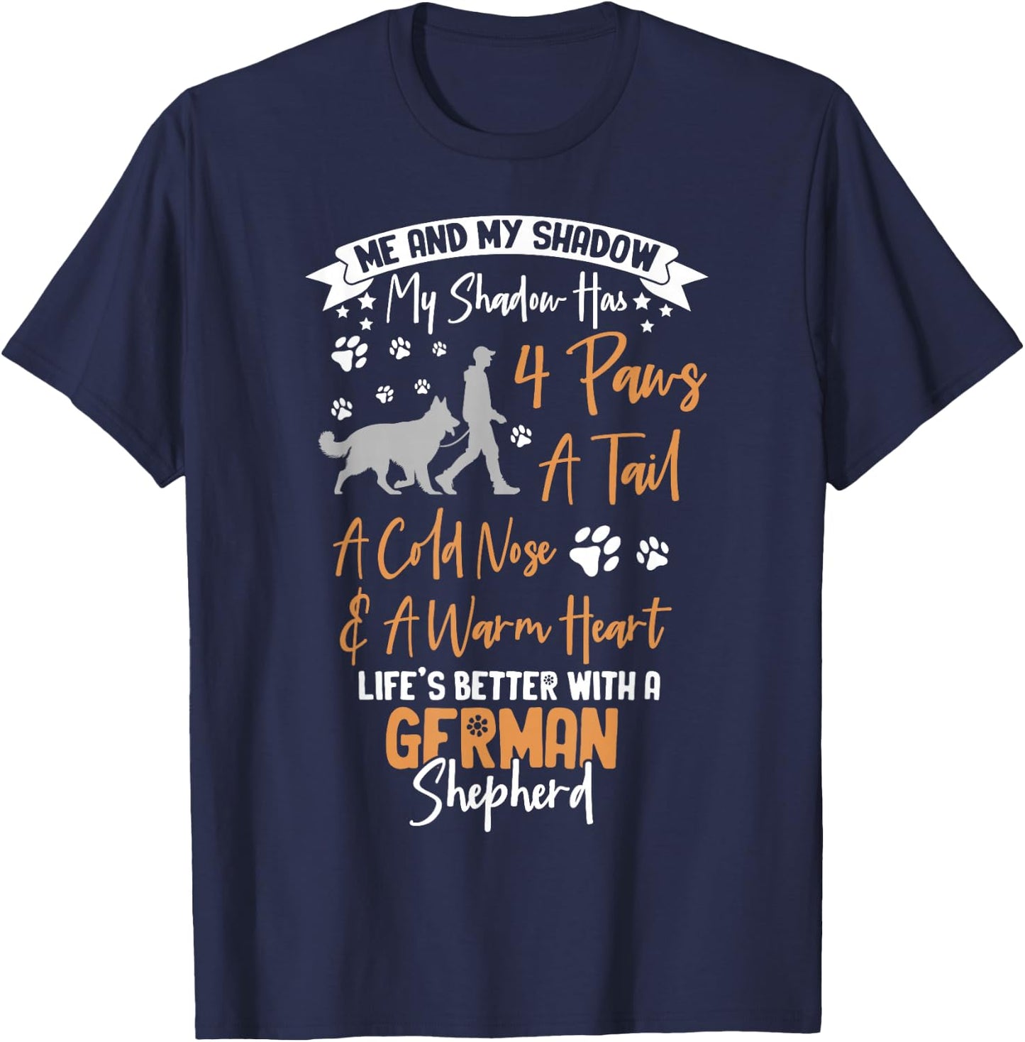 Me And My Shadow German Shepherd T-Shirt - T-Shirt | Navy