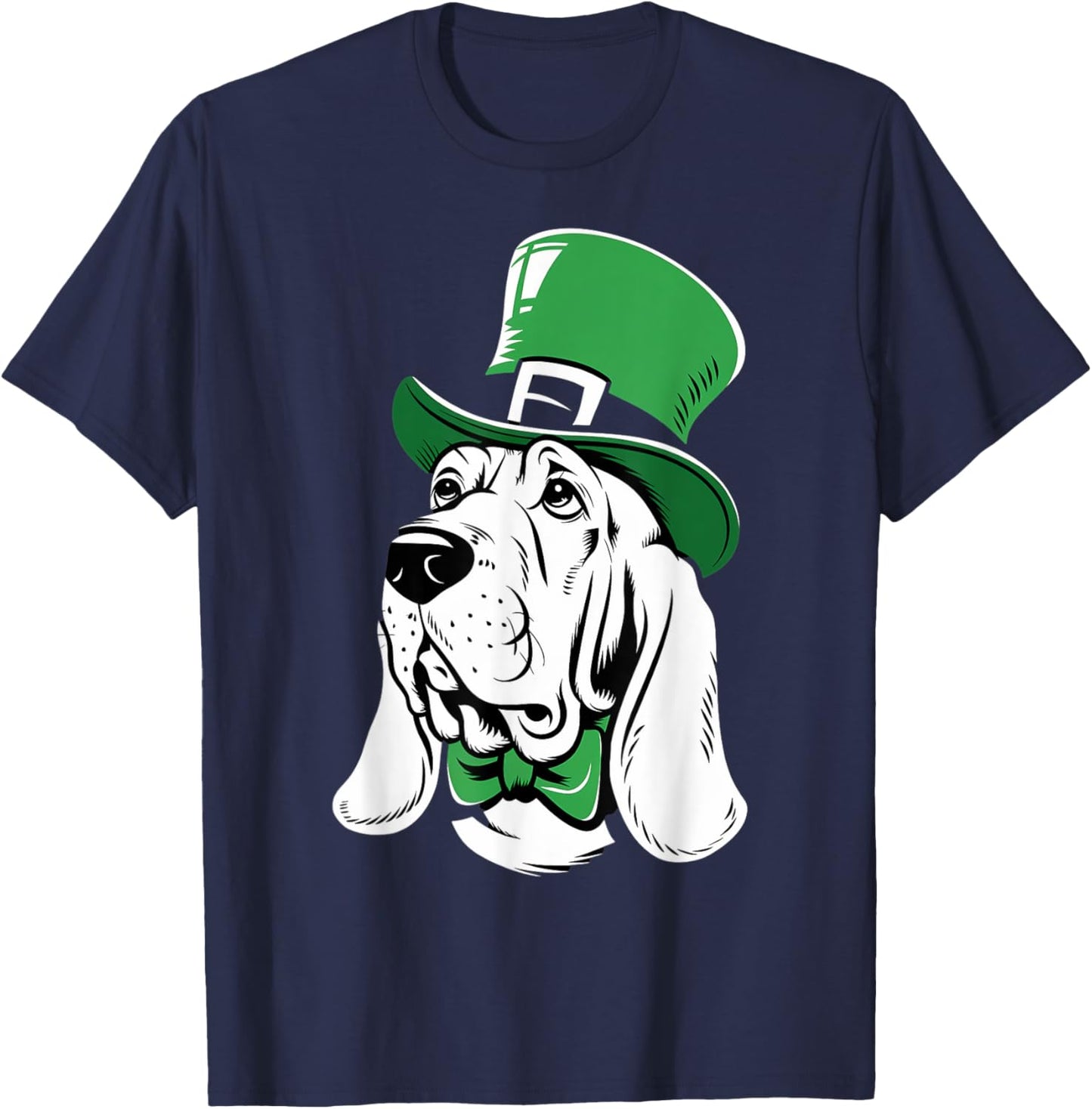 Green Basset Hound shamrock on St Patricks Day Basset Hound T-Shirt - T-Shirt | Navy
