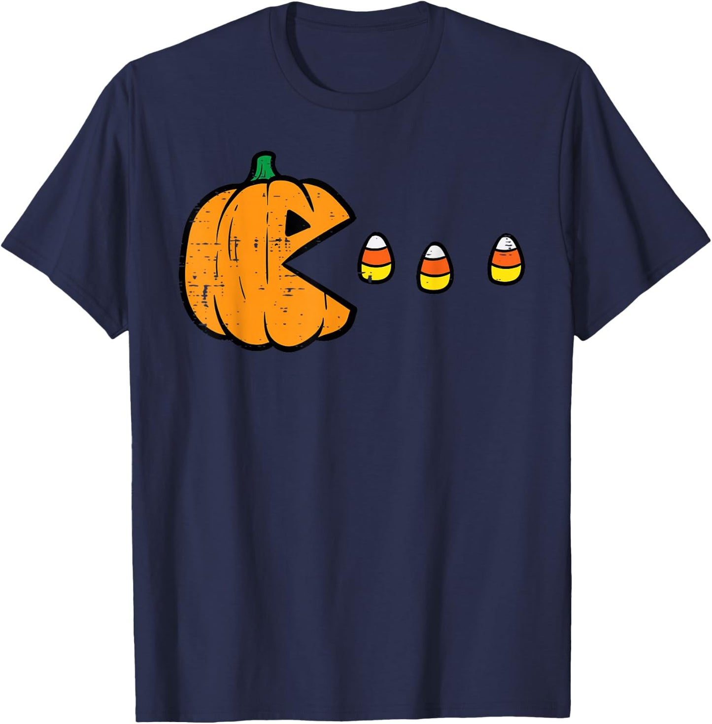 Halloween Video Game Eating Candy Corns Gaming Boys Kids Men T-Shirt - T-Shirt | Navy