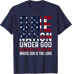 One Nation Under God Blessed Is The Nation Whose God T-Shirt - T-Shirt | Navy