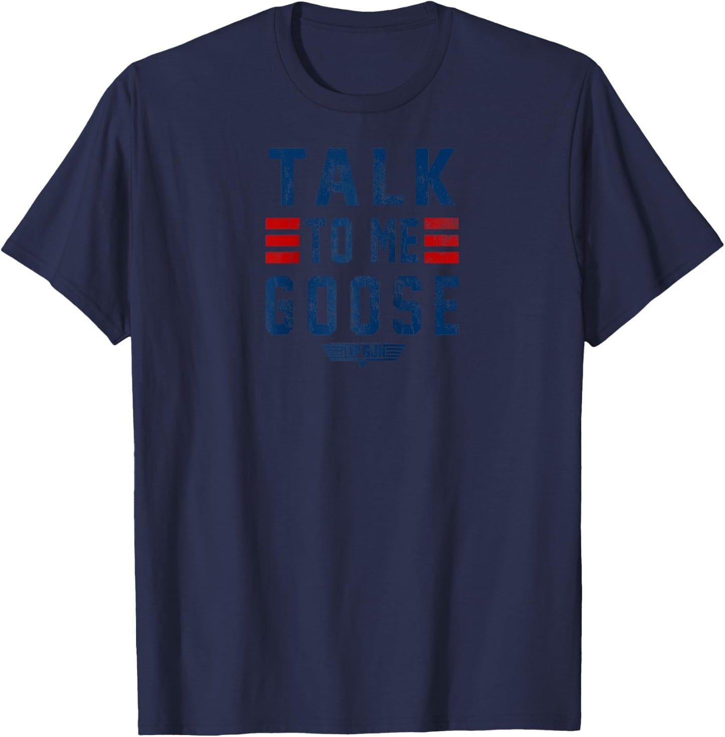 Top Gun Talk to Me Goose Distressed Text Raglan Baseball T-Shirt - T-Shirt | Navy