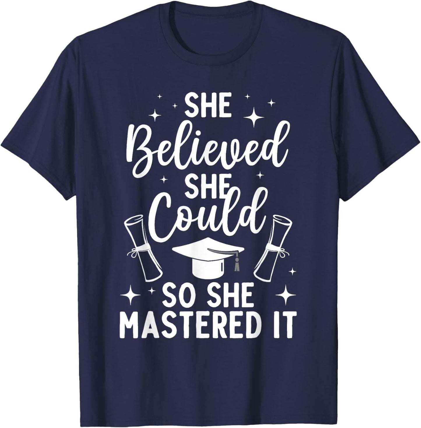 Masters Degree Graduation Art Girl Masters Degree T-Shirt - T-Shirt | Navy