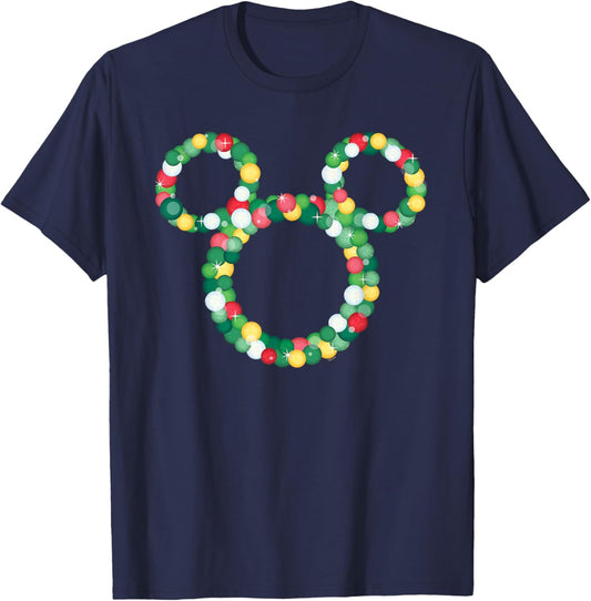 Disney Mickey Mouse Icon Holiday Christmas Ornament Wreath T-Shirt - T-Shirt | Navy