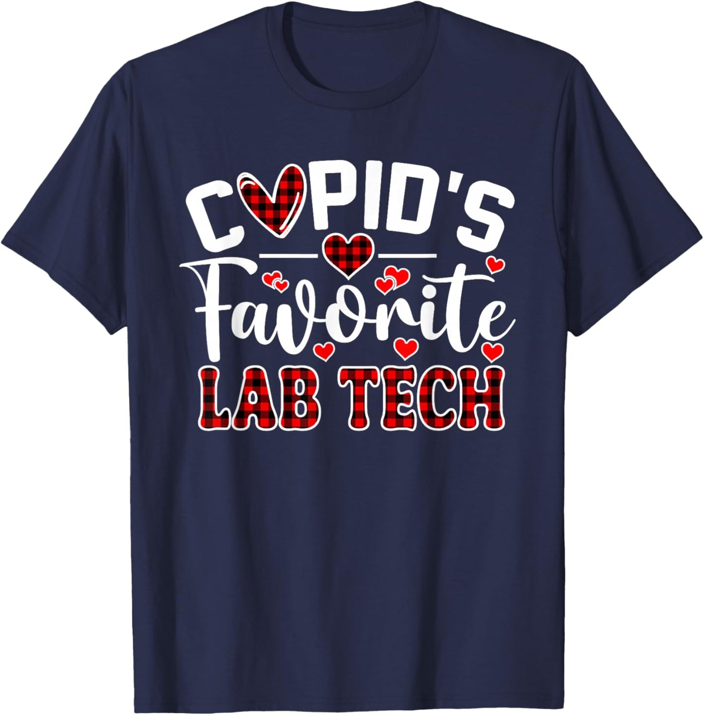 Cupid's Favorite Lab Tech Cute Heart Valentine's Day T-Shirt - T-Shirt | Navy