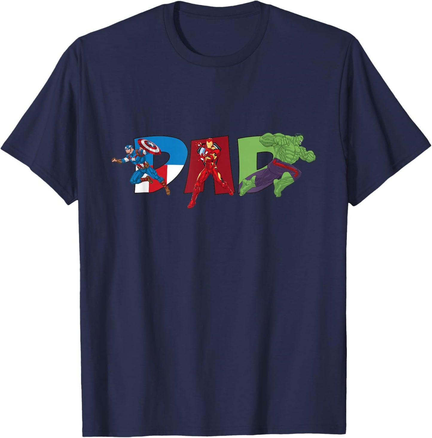 Marvel Avengers Trio Dad Father’s Day Family Trip Birthday T-Shirt - T-Shirt | Navy