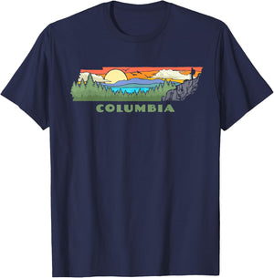 Columbia Tennessee Nature Outdoor Hiking Retro T-Shirt - T-Shirt | Navy