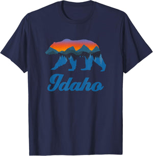 Vintage Idaho Power Bear Forest Grizzly Proud Outdoor Scenic T-Shirt - T-Shirt | Navy