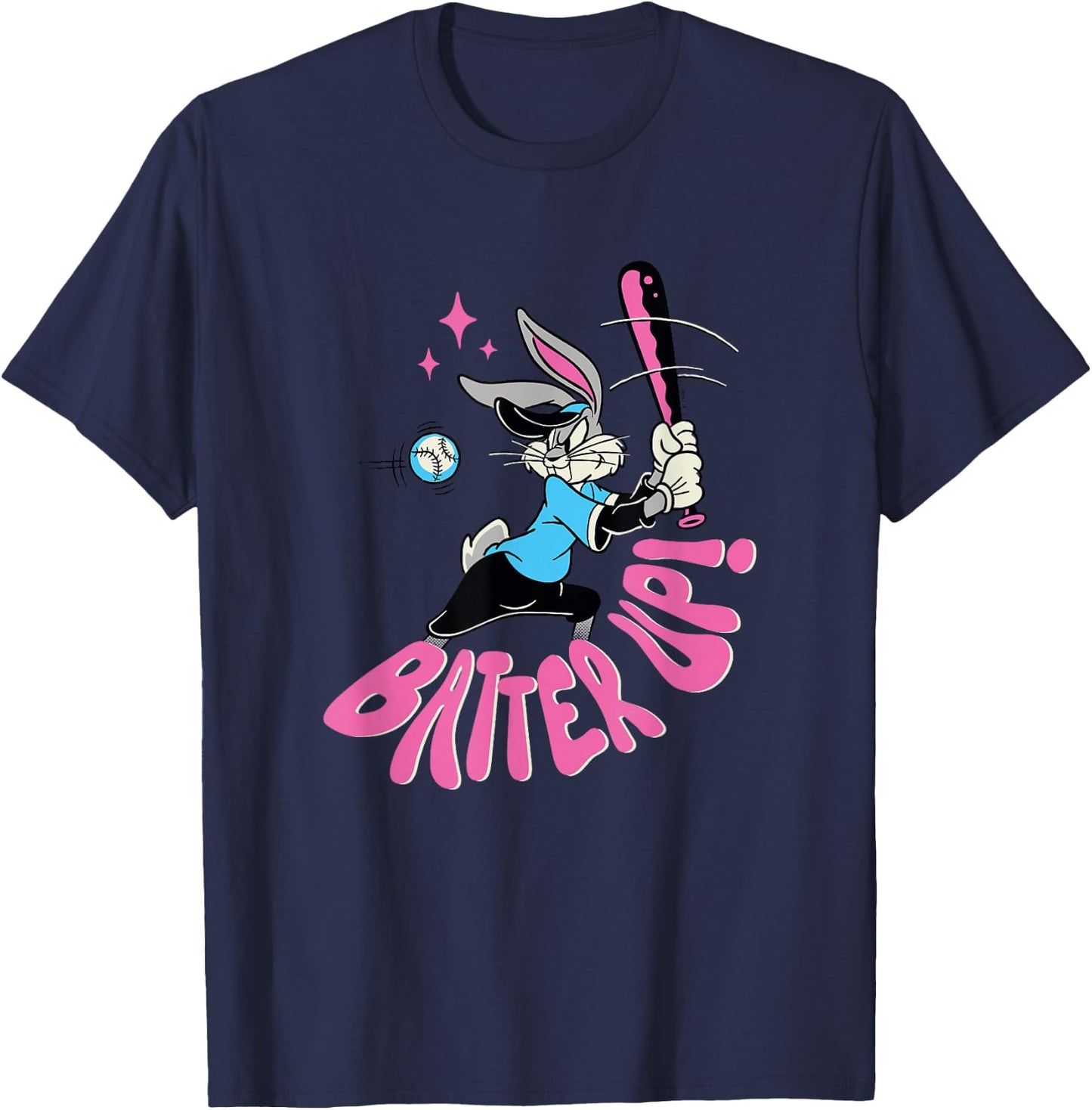 Looney Tunes Bugs Bunny Retro Vintage Baseball Batter Up T-Shirt - T-Shirt | Navy