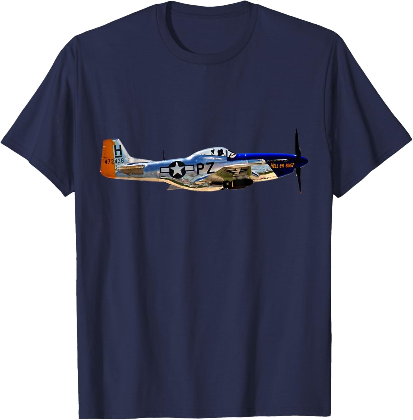 P-51 Mustang WWII Fighter Plane US Military Aviation History T-Shirt - T-Shirt | Navy