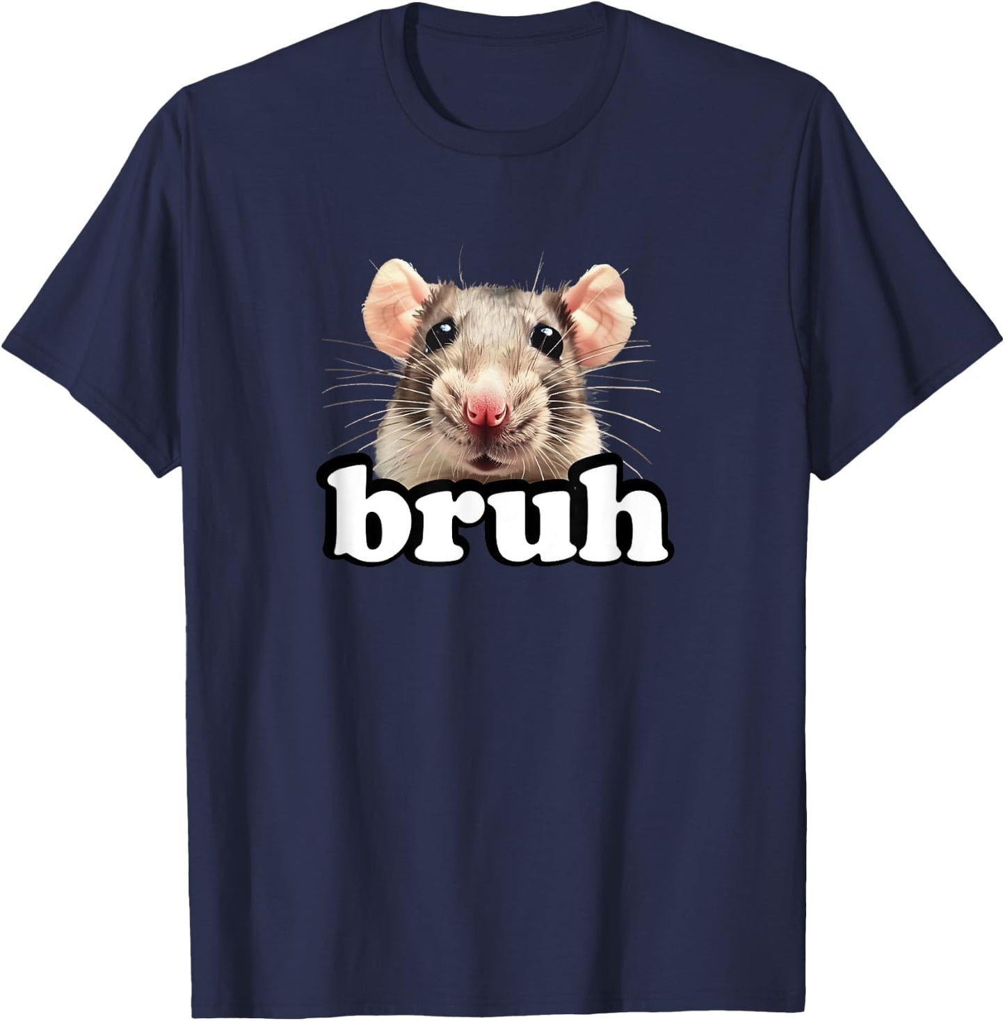 Fancy Rat Rodent Owner Gifts Shirts & Kids Bruh Pet Rat Lover Black Small Modern Round Collar Short Sleeve T-Shirt - T-Shirt | Navy