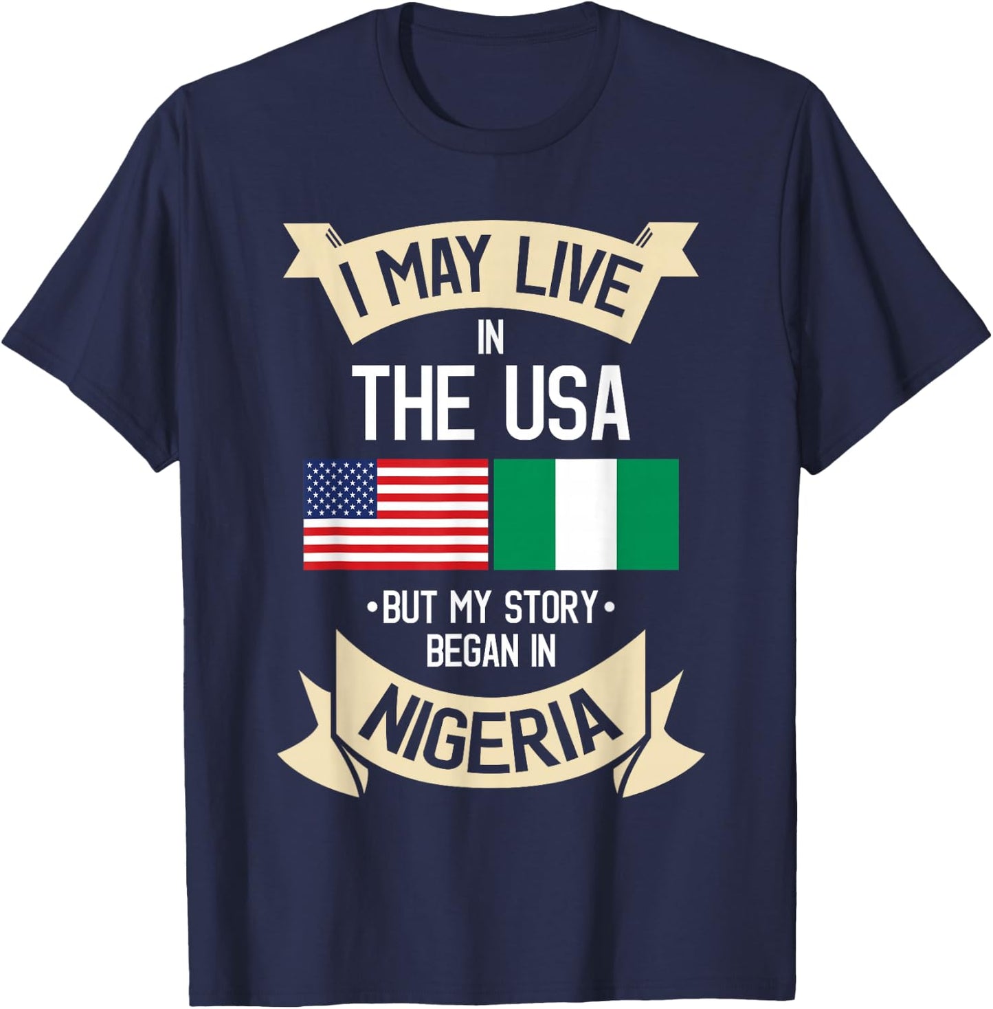 Nigeria American Flag USA Nigerian Roots Gifts T-Shirt - T-Shirt | Navy