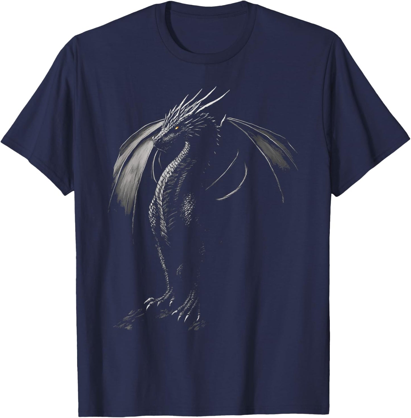 Black Dragon Motif Mythical Illustration Black Dragon T-Shirt - T-Shirt | Navy