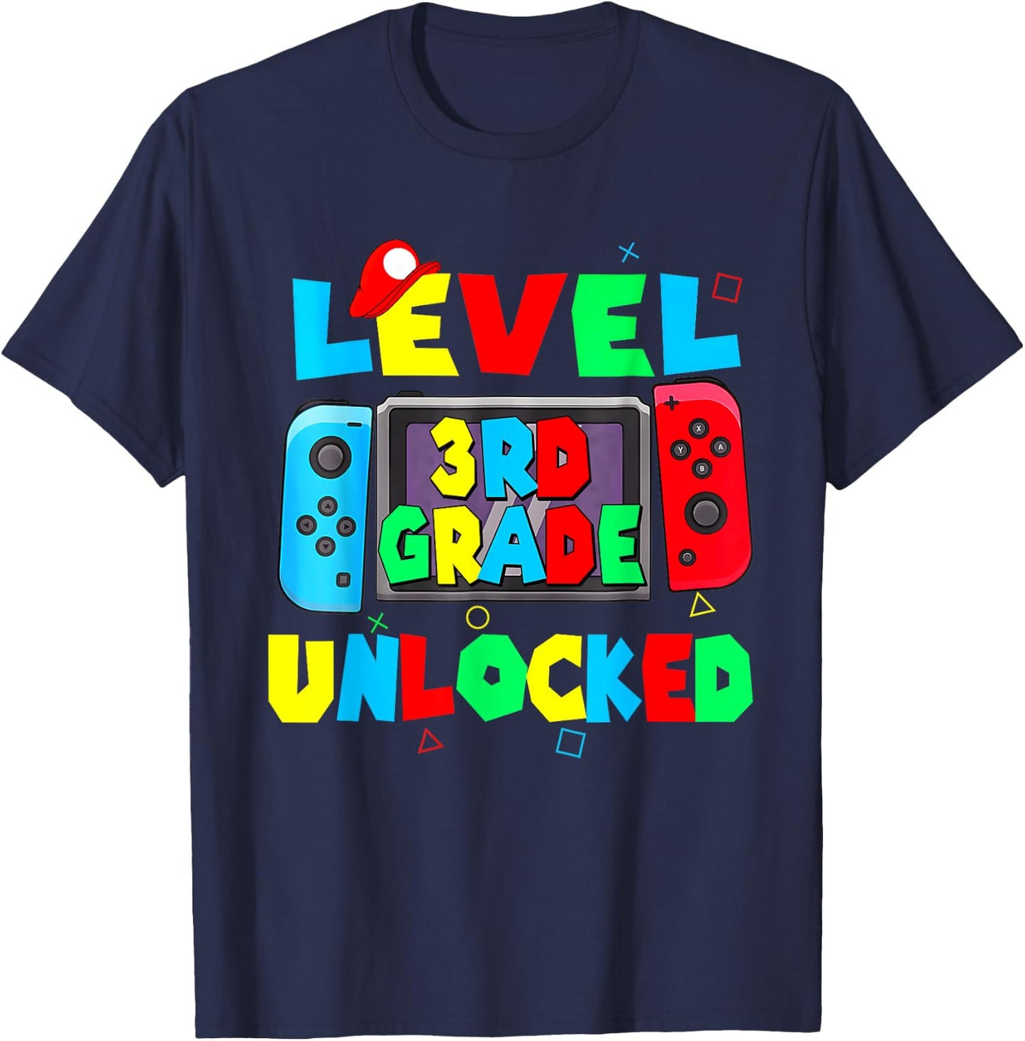 Level 3rd grade unlocked back to school video game 3rd grade T-Shirt - T-Shirt | Navy
