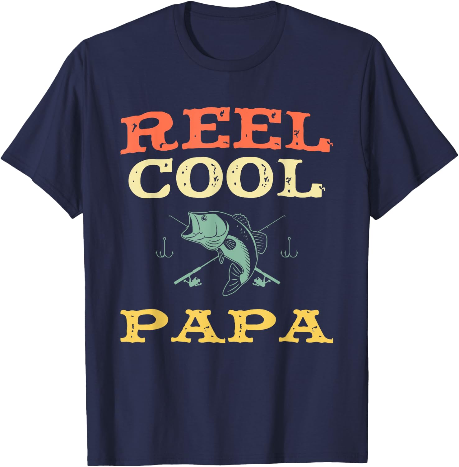 Reel Cool Papa Fishing Fisherman Funny Vintage T-Shirt - T-Shirt | Navy