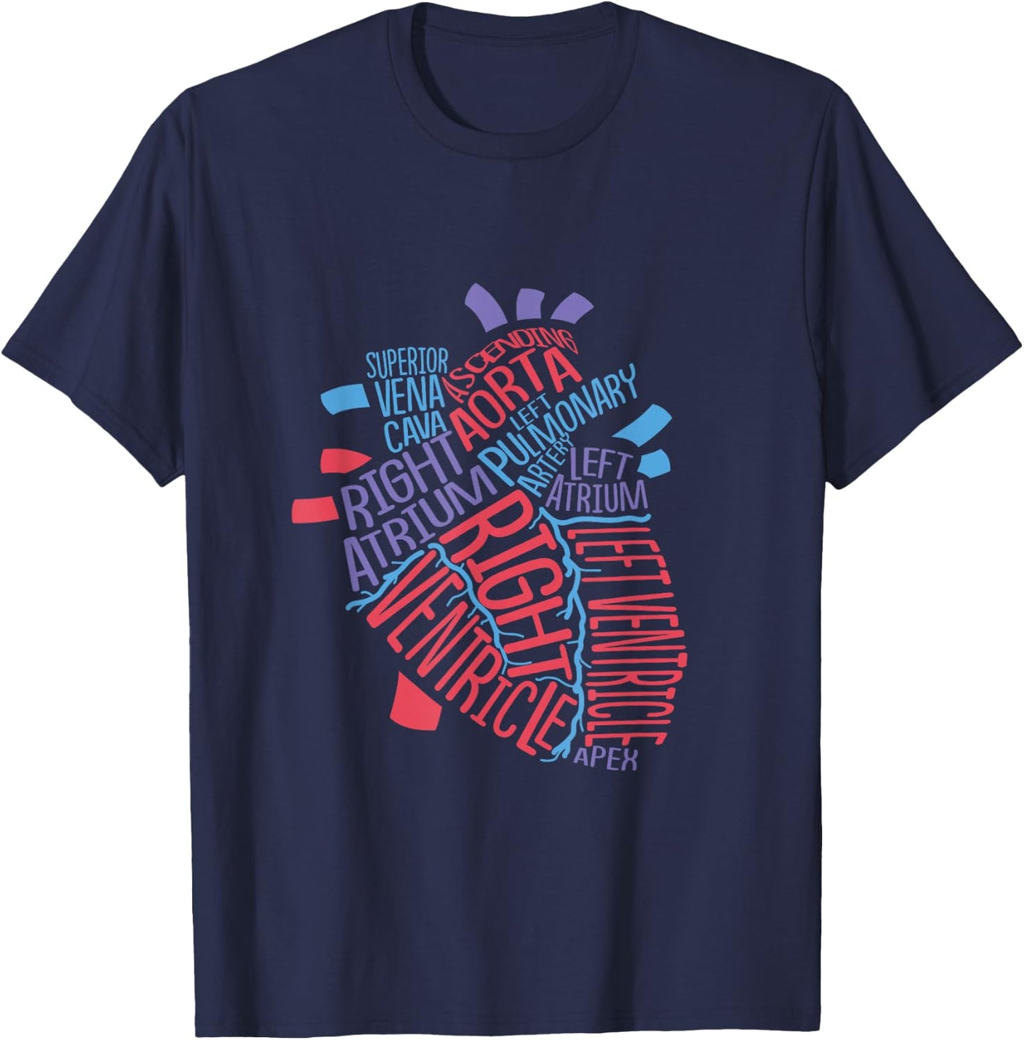 Anatomical Human Heart Cardiology Medical Cardiac Nurse T-Shirt - T-Shirt | Navy