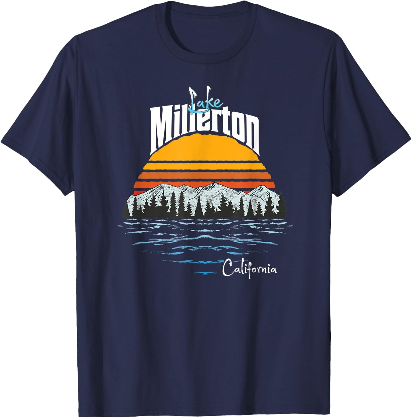 Vintage Lake Millerton California Souvenir T-Shirt - T-Shirt | Navy