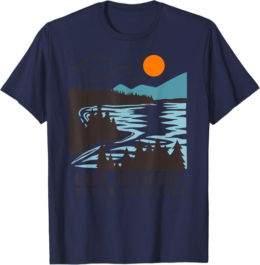 Lake Jocassee South Carolina Summer Lake Life Boating Men Women Kids T-Shirt - T-Shirt | Navy