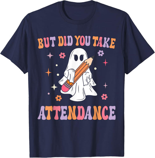 School Attendance Clerk Halloween Fun School Admin Secretary T-Shirt - T-Shirt | Navy