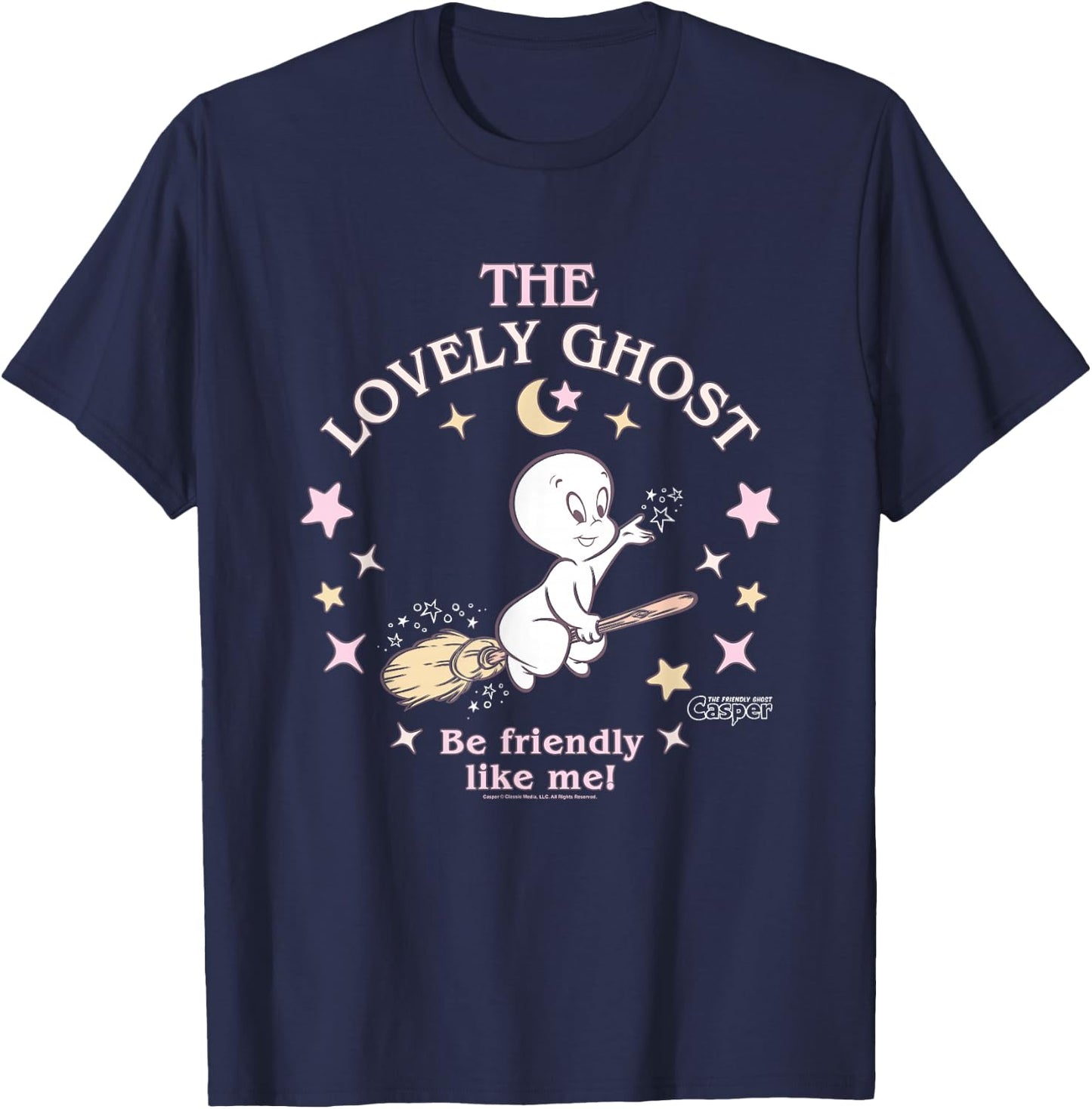 Casper The Friendly Ghost Casper Be Friendly Like Me! Logo T-Shirt - T-Shirt | Navy