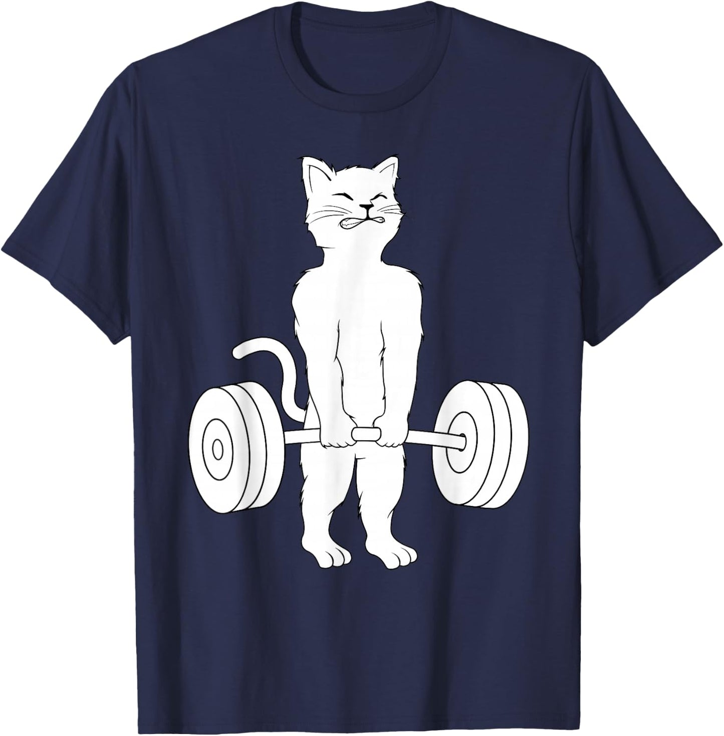 Cat Deadlift Shirt Powerlifting Kitty Weightlifting Cat T-Shirt - T-Shirt | Navy