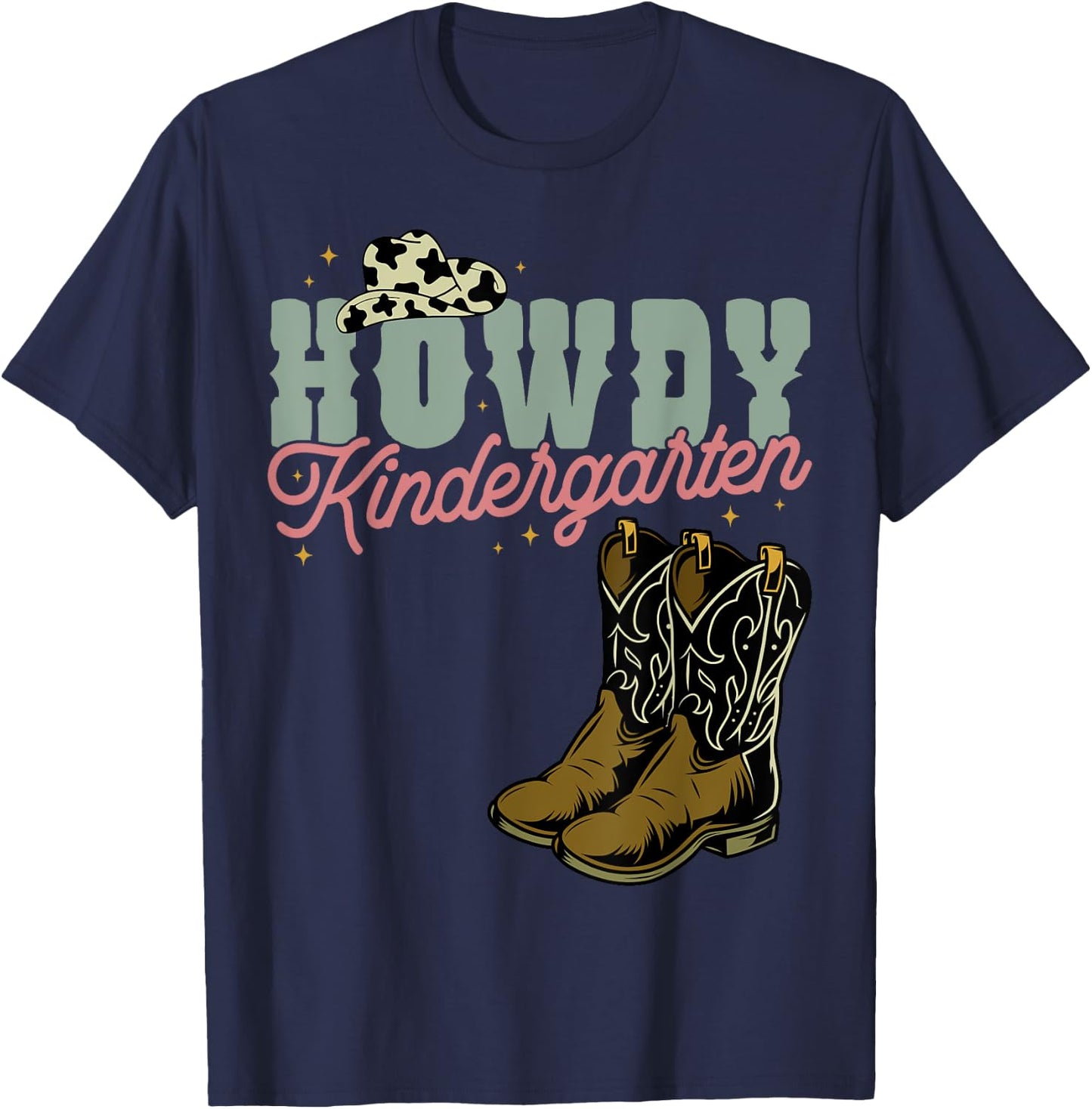 Howdy Kindergarten Cowgirl Cowboy Teacher Kindergarten T-Shirt - T-Shirt | Navy