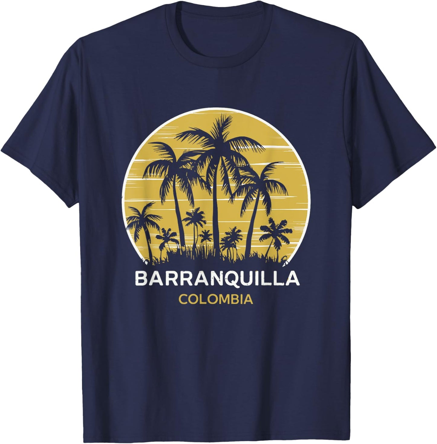 Colombia Barranquilla Design Women's Classic Fit Black Short Sleeve - Small T-Shirt - T-Shirt | Navy