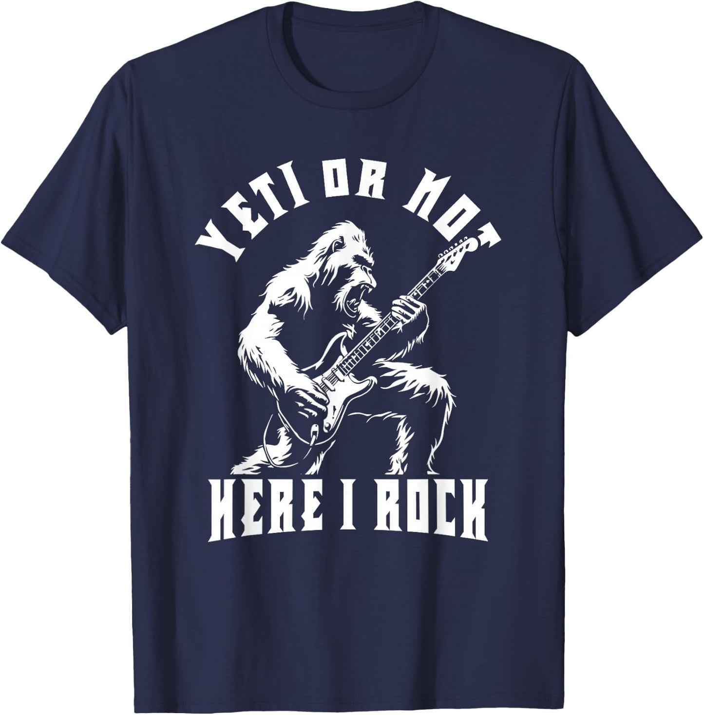 Funny Rock And Roll Bigfoot T-Shirt - T-Shirt | Navy