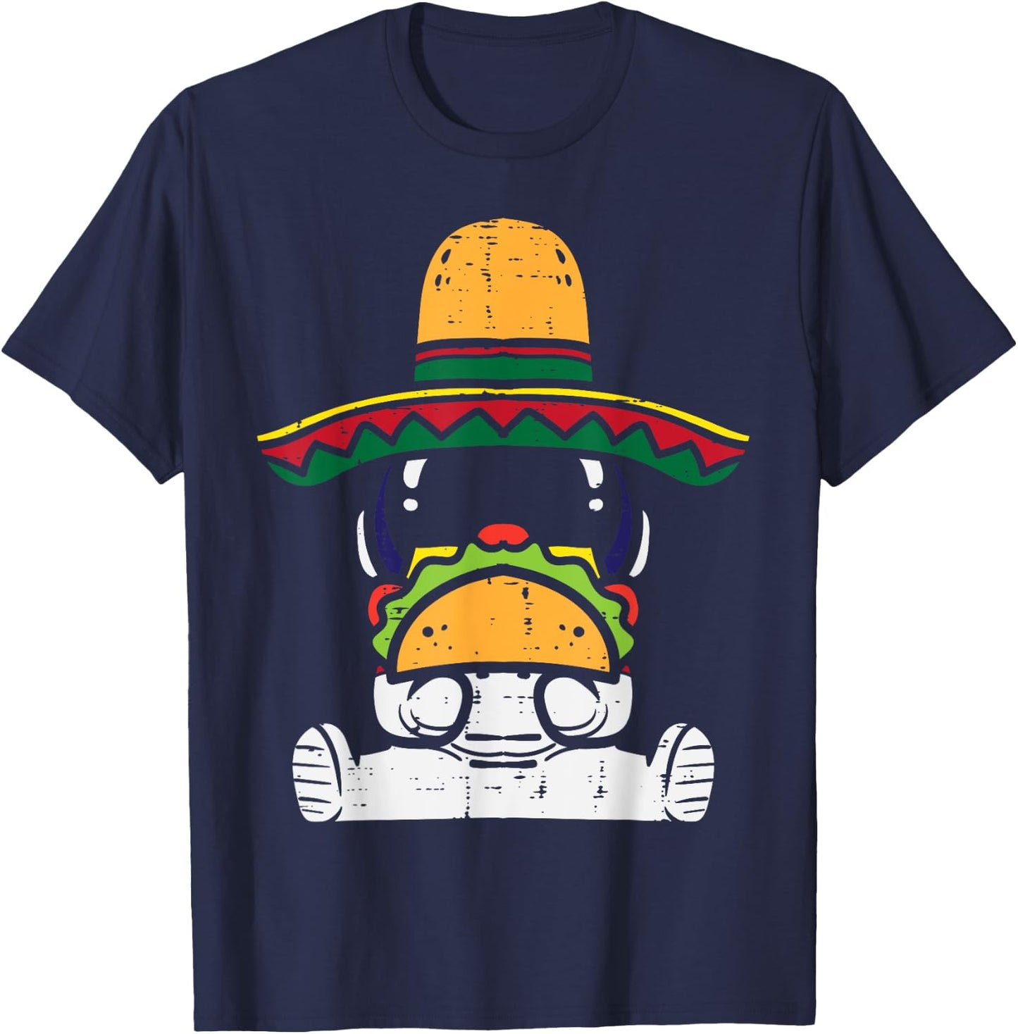 Mexican Astronaut Sombrero Tacos Space Food Men Women Kids T-Shirt - T-Shirt | Navy