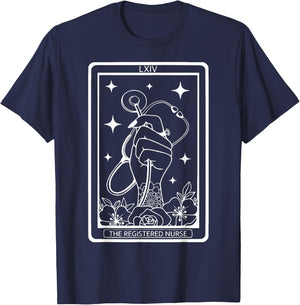 The Registered Nurse Tarot Card RN Stethoscope Witchy Nurse T-Shirt - T-Shirt | Navy