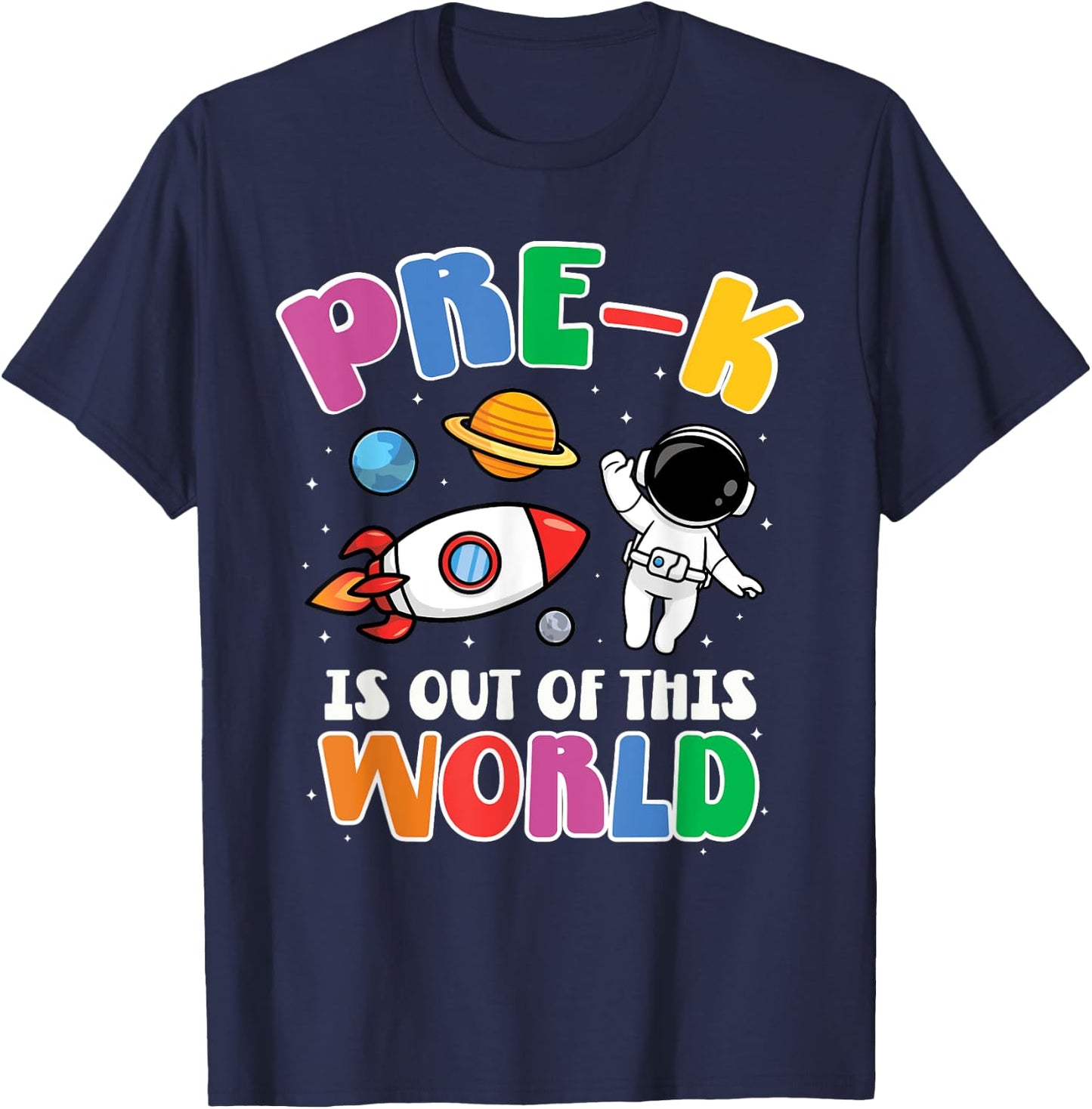 Pre-K Student Teacher Astronaut Space Back To School T-Shirt - T-Shirt | Navy