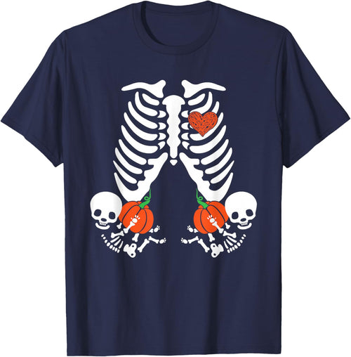 Pregnancy Announcement Skeleton Halloween Baby Pumpkin Twins