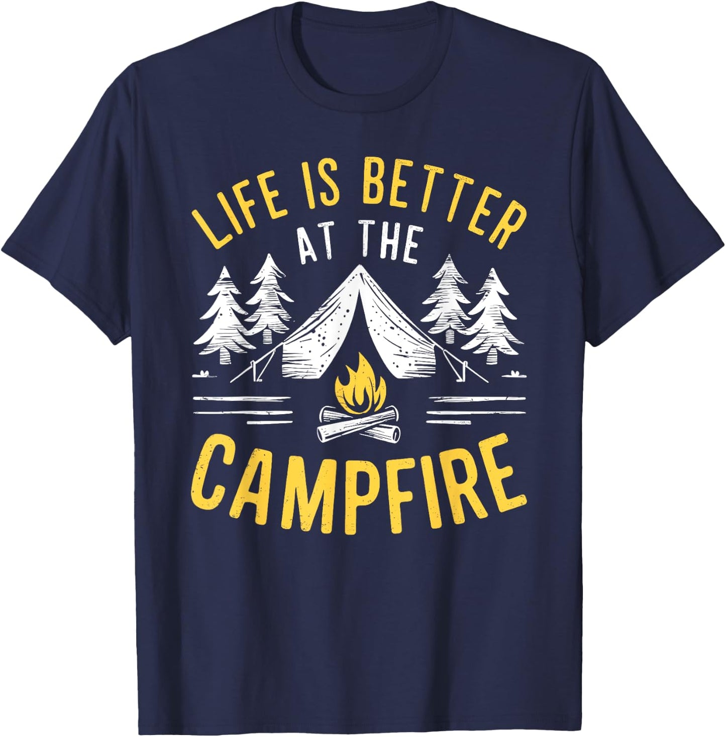 Camping Campfire Outdoor Nature Lover Gift: & T-Shirt - T-Shirt | Navy