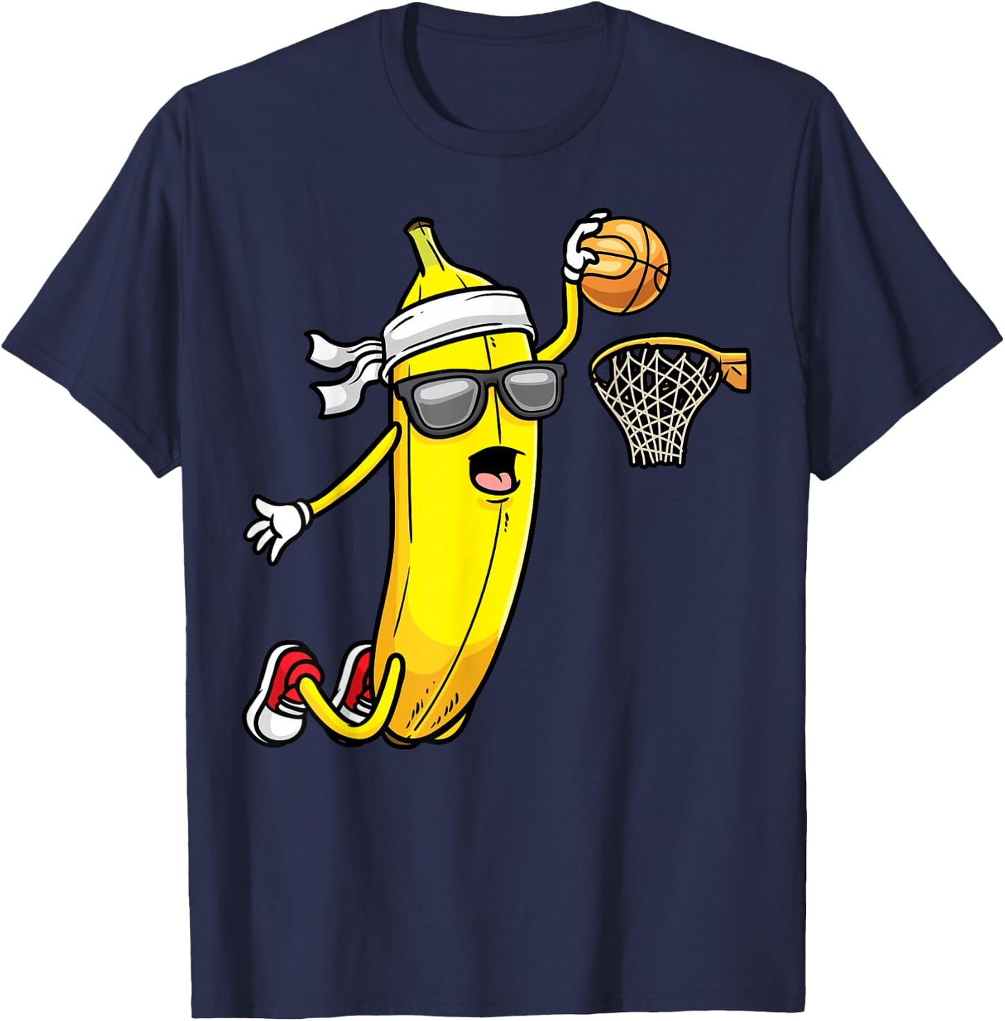 Banana Playing Basketball Fruit Lover Basketball Player T-Shirt - T-Shirt | Navy