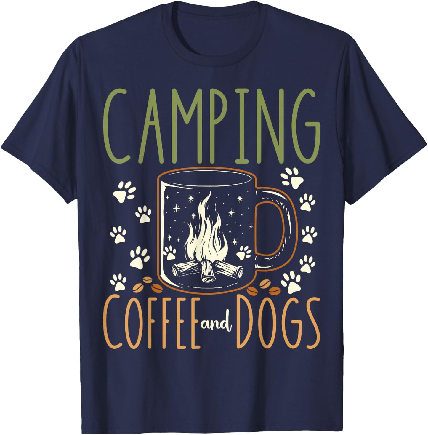 Camping Coffee And Dogs T-Shirt - T-Shirt | Navy