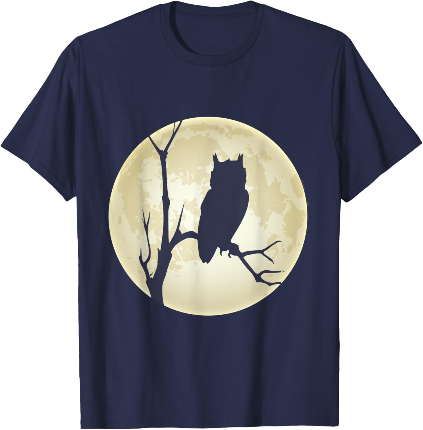 Moon, owl and tree the nocturnal bird in his element T-Shirt - T-Shirt | Navy