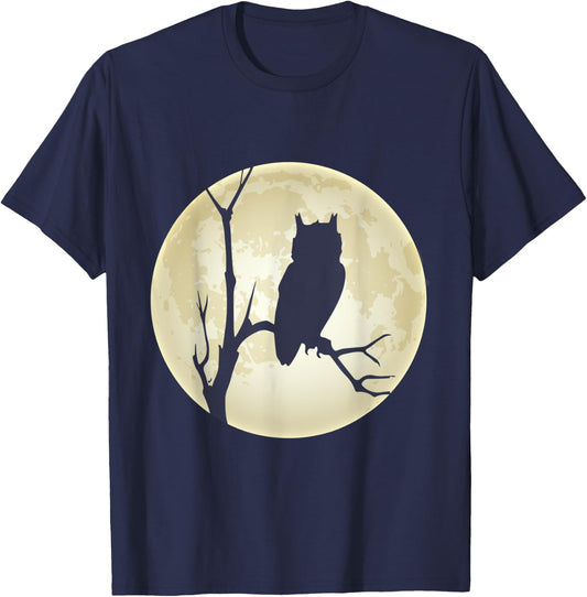 Moon, owl and tree the nocturnal bird in his element T-Shirt - T-Shirt | Navy
