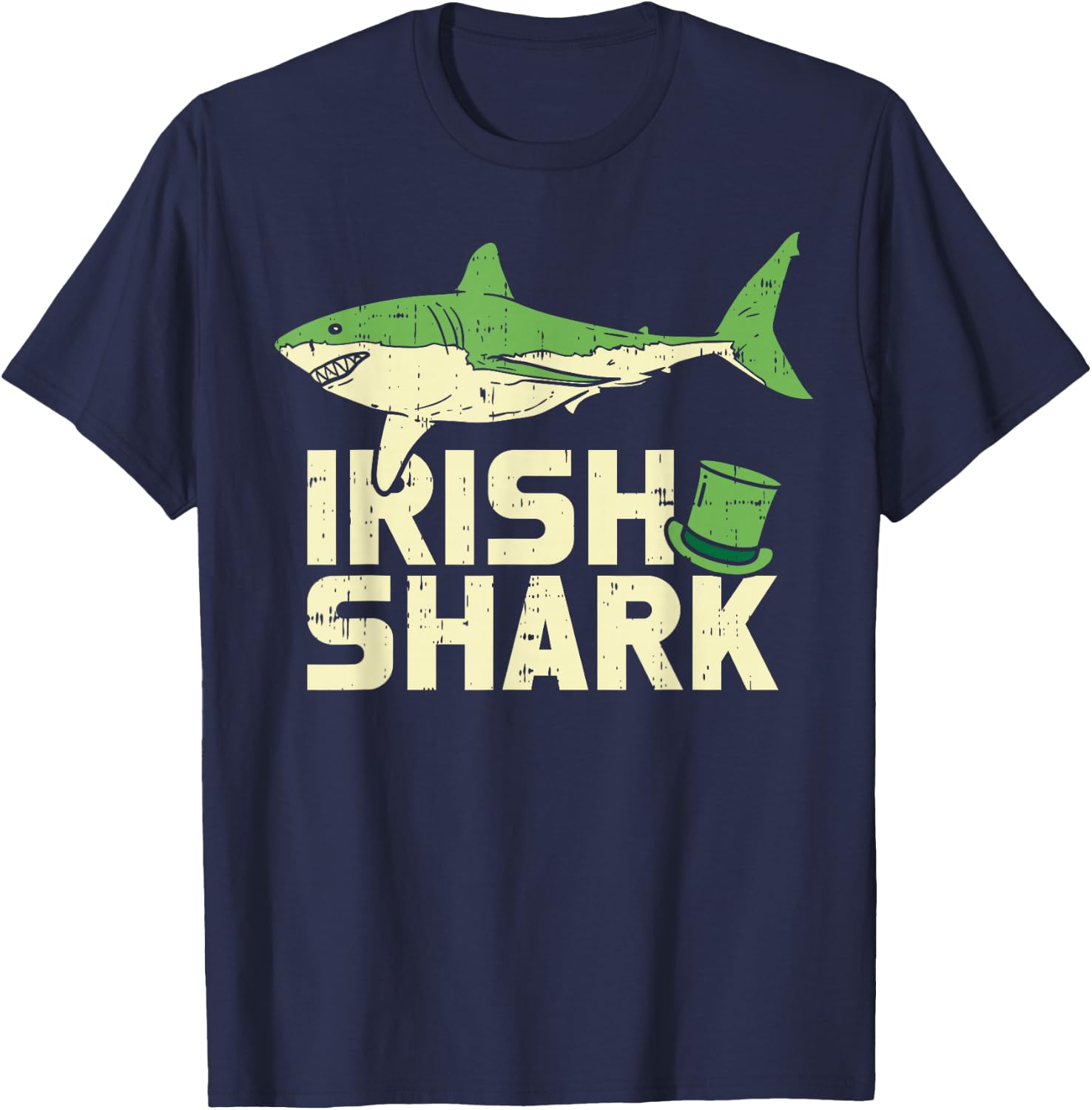 Green Irish Shark Funny St Patricks Day Animal Boys Gift T-Shirt - T-Shirt | Navy